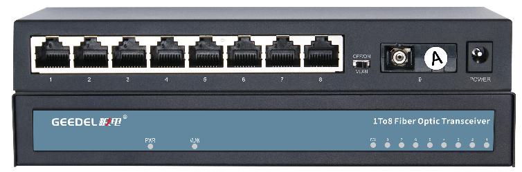 JD-BS208-03A 千兆一光八电光纤收发器